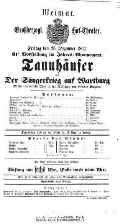 Tannhäuser und Der Sängerkrieg auf Wartburg