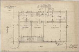 Gsaenger, Gustav; Gauting / Starnberg (Bayern), Schollstr.; Wohnhaus Prof. Füchtbauer, Erweiterung - Grundriss EG