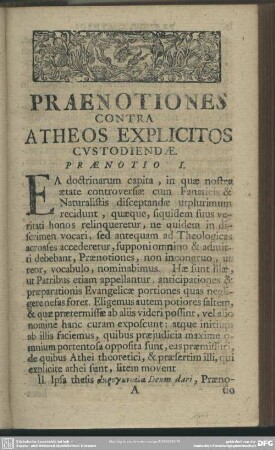Praenotiones Contra Atheos Explicitos Custodiendae