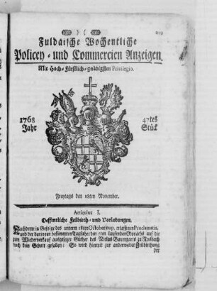 47tes Stück, Ausgabe vom 18. November 1768