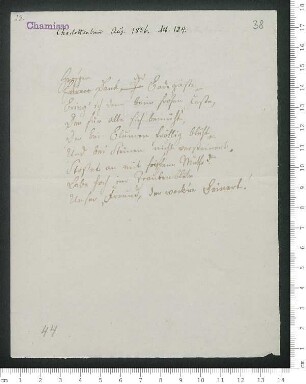 [Ohne Titel] ["Herz'gen Dank der Badegäste"] [Reinschrift mit wenigen Korrekturen ]