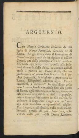 Argomento. Innhalt des Trauerspiels