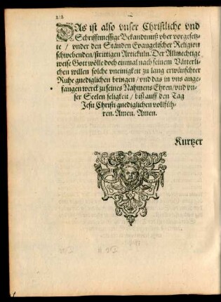 Das ist also unser Christliche und Schrifftmessige Bekandtnuß ...