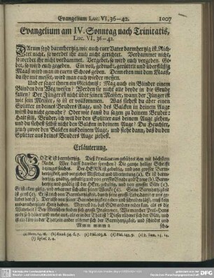 Evangelium am IV. Sonntag nach Trinitatis, Luc. VI, 36-42