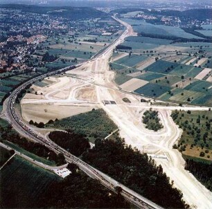 Autobahnstrecke Karlsbad bei der Begradigung Blickrichtung von Norden nach Westen