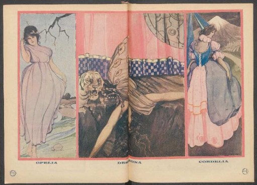 Ofelia - Desdemona - Cordelia - [Dibujos] : Dibujos a colores de J. S. Duhart.