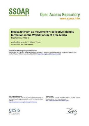Media activism as movement?: collective identity formation in the World Forum of Free Media