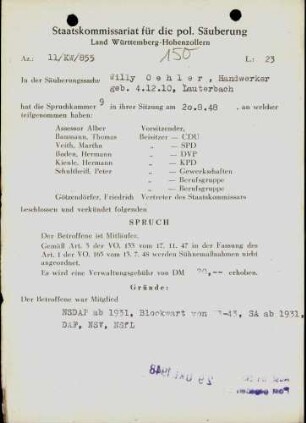 Oehler, Willy
