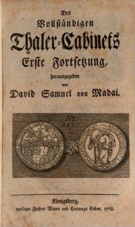 Vollständiges Thaler-Cabinet, Erste Fortsetzung