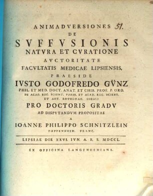 Animadversiones De Svffvsionis Natvra Et Cvratione