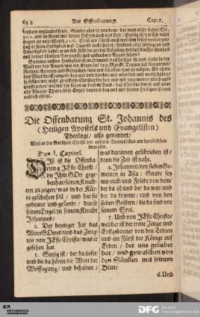 Die Offenbarung St. Johannis des (Heiligen Apostels und Evangelisten) Theologi