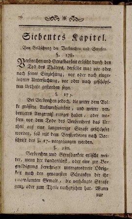 Siebentes Kapitel. Von Erlöschung der Verbrechen und Strafen