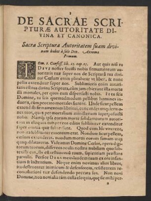 De Sacrae Scripturae Autoritate Divina Et Canonica.