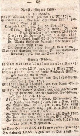 Reuß, jüngere LInie.