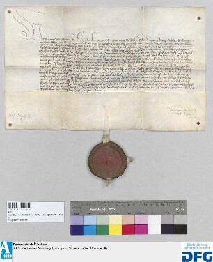 König Sigmund befiehlt der Stadt Nürnberg die jährliche Reichssteuer für das Jahr 1410 dem Burggrafen Friedrich von Nürnberg auszuhändigen und stellt Quittung aus.