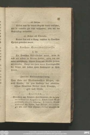 D. Aueßere Staatsverhältnisse.