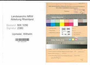 Entnazifizierung Wilhelm Upmeier , geb. 21.06.1891 (Verwalter)