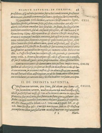 II. De Infinita Sapientia.