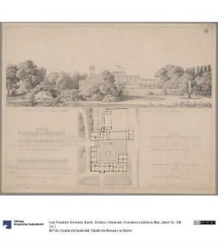 Berlin. Schloss Glienicke. Grundriss und Ansichten