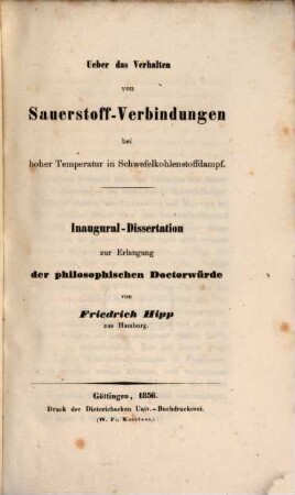 Über das Verhalten von Sauerstoff-Verbindungen bei hoher Temperatur in Schwefelkohlenstoffdampf