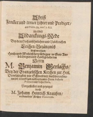Abriß From[m]er und treuer Lehrer und Prediger