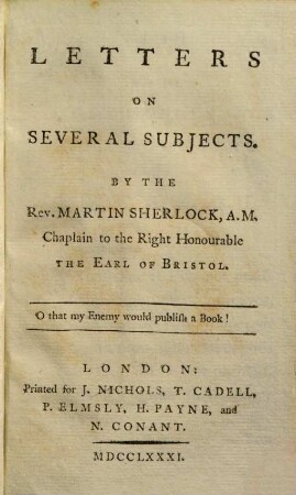 Letters on Several Subjects, 1