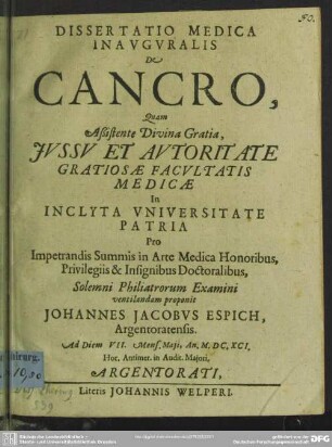 De cancro : diss.