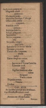 Cap. XVIII. De lapidibus pretiosis sive de Gemmis