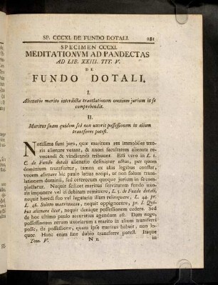 281-295, Sp. 311. De Fundo dotali