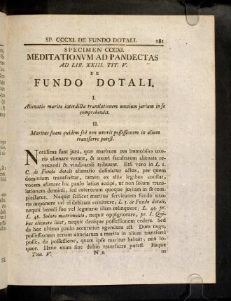281-295, Sp. 311. De Fundo dotali