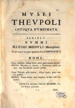 Musei Theupoli Antiqua Numismata : Olim collecta a Joanne Dominico Theupolo