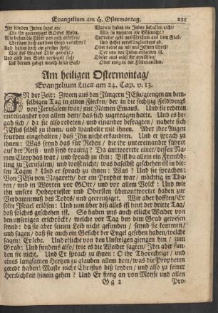 Am heiligen Ostermontag/ Evangelium Lucae am 24. Cap. v. 13.