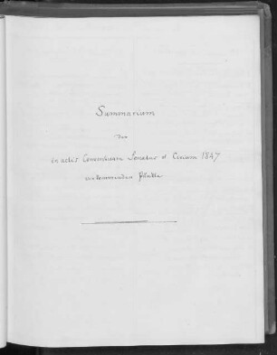 Summarium der in Actis Conventuum Senatus et Civium 1847 vorkommenden Pünkte.