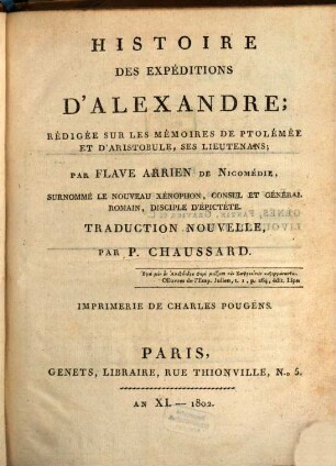 Histoire des expéditions d'Alexandre : [Atlas]