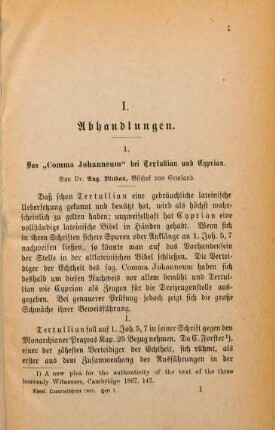 1-28 Das "Comma Johanneum" bei Tertullian und Cyprian
