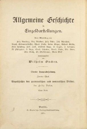 Urgeschichte der germanischen und romanischen Völker. 1