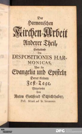 Der Harmonischen Kirchen-Arbeit Anderer Theil