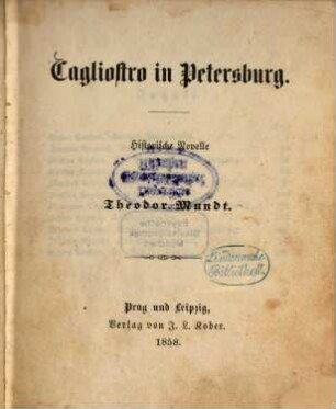 Cagliostro in Petersburg : historische Novelle