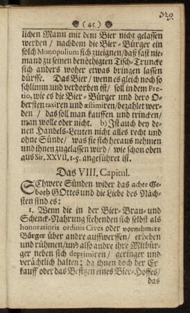 Das VIII. Capitul.