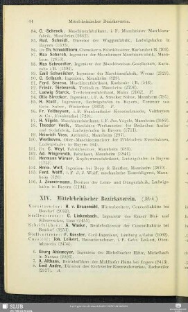 XIV. Mittelrheinischer Bezirksverein.