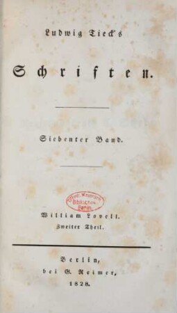 Bd. 7: William Lovell$lZweiter Theil