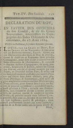 Declaration du roy