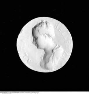 Medaille eines unbekannten Paares, Revers: Weibliches Brustporträt mit geflochtenen Haaren nach links