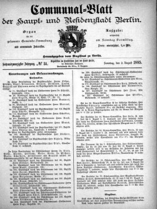 1885,31: No. 31, 2. August 1885
