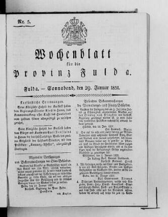 Nr. 5, Ausgabe vom 29. Januar 1831