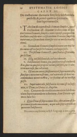 Caput III. De tractatione thematis simplicis sustantialis perfecti, & primo quidem spiritualis, sive supernaturalis.