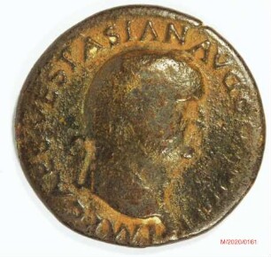 Römische Münze, Nominal Dupondius, Prägeherr Vespasian, Prägeort Lyon, Original