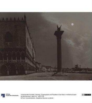 Venedig, Dogenpalast und Piazetta di San Marco mit Markussäule bei Mondschein