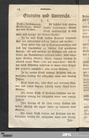 Statuten und Unterricht.