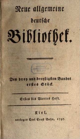 Neue allgemeine deutsche Bibliothek. 33. 1797